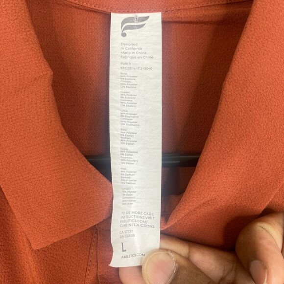 Fabletics Men's The Jetset Polo Rust Short Sleeve Performance Shirt Size L - Picture 5 of 9